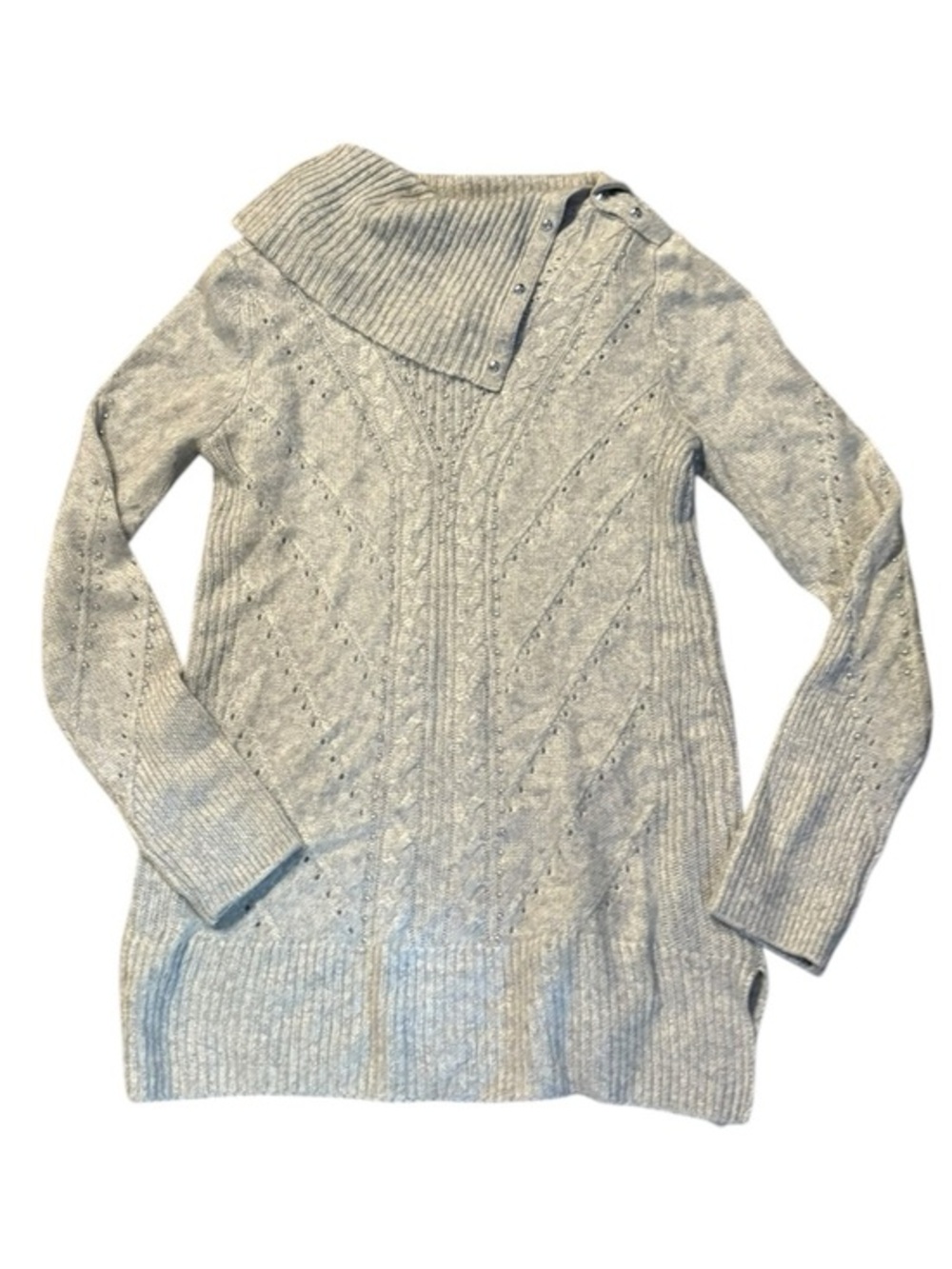 White House black market gray embellished sweater xs